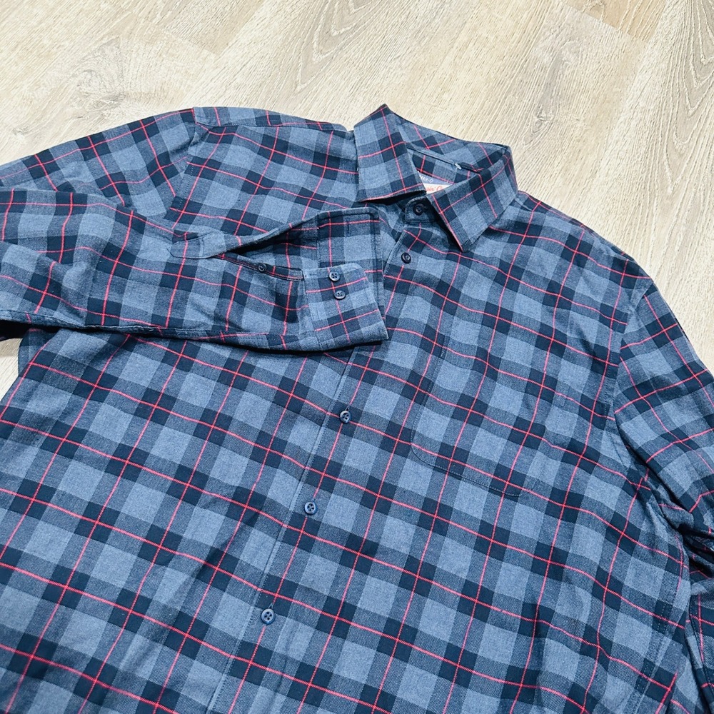 Johnnie-O Shirt Mens XL Hangin Out Blue Flannel Abbott Plaid Button Down Shirt